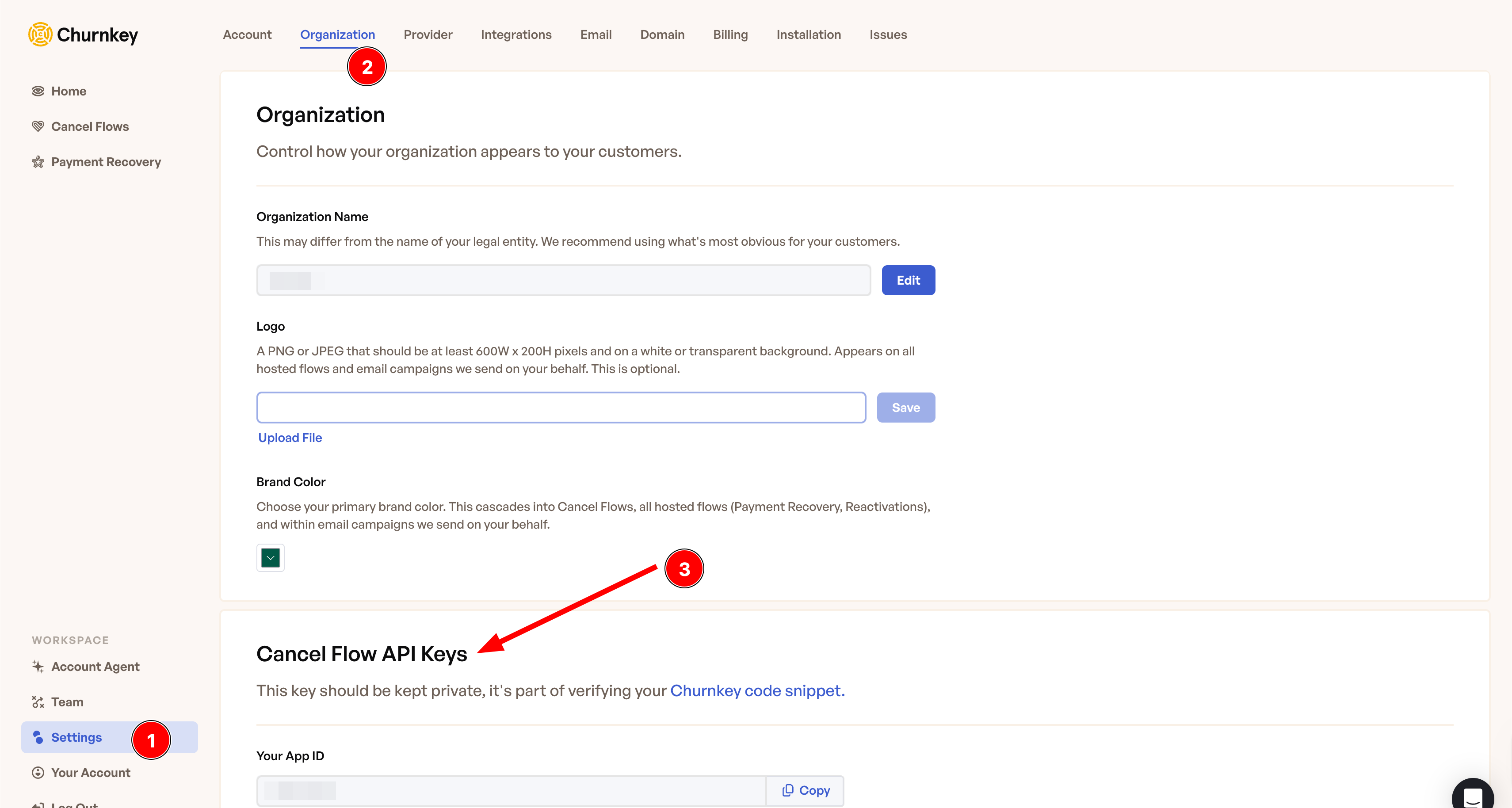 Cancel Flow APP_ID and API_KEY